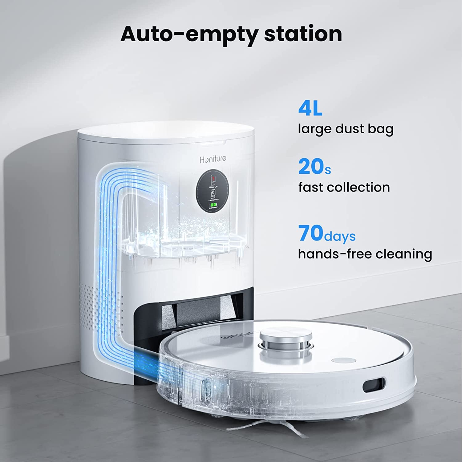HONITURE Robot Vacuum and Mop Combo, Self Emptying Robotic Vacuum with  Lidar Navigation, Smart App Mapping, 3500Pa Suction, Ideal for Pet Hair  Carpet