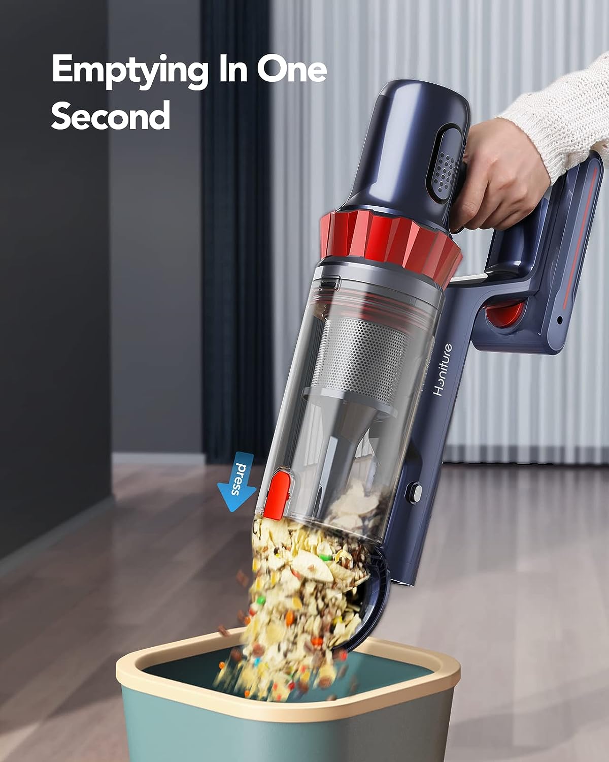  HONITURE Cordless Vacuum Cleaner, 400W 33Kpa Stick Vacuum  Cordless with LCD Smart Touchscreen, Max 50mins, 7-Layer Hepa, 6 in 1  Lightweight Handheld Vacuum for Hardwood Floors,Carpets,Stairs,Pet Hair