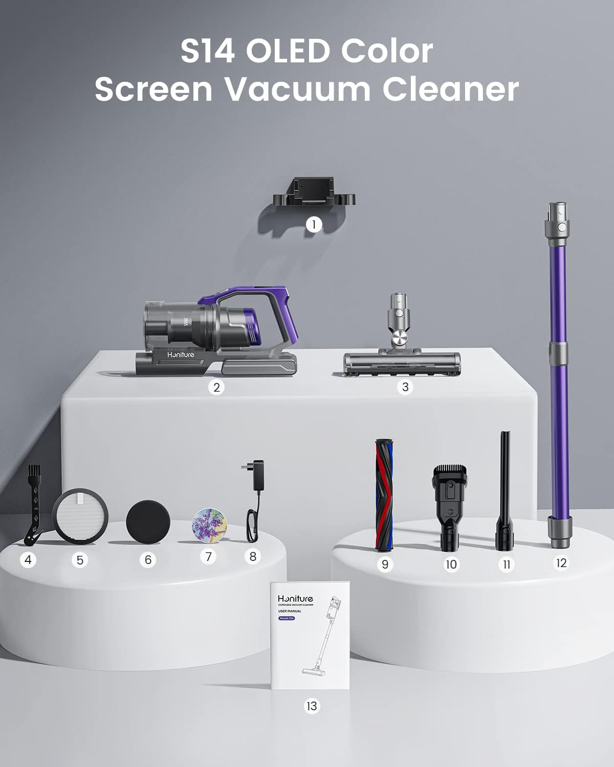 Cordless Vacuum Cleaner, 450W Stick Vacuum Cleaner, OLED Color